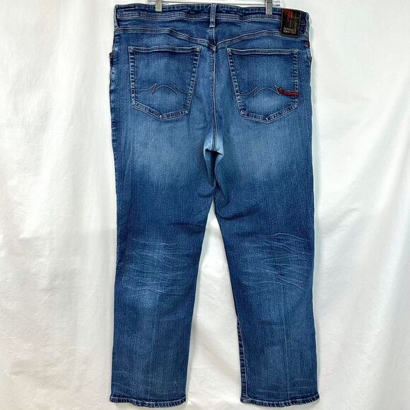 PARASUCO Vintage 90s Y2K Blue Denim Straight Leg Jeans Pockets Men 42x32 Fading - Picture 5 of 8